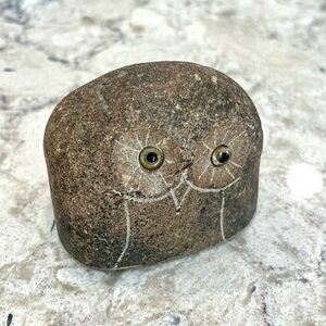 Stone Age carved rock owl.  Cutest little owl.